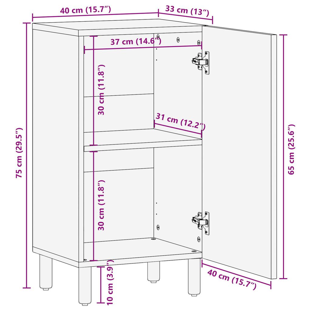 vidaXL Ντουλάπι 40x33x75 εκ. Μασίφ Ξύλο Ακακίας