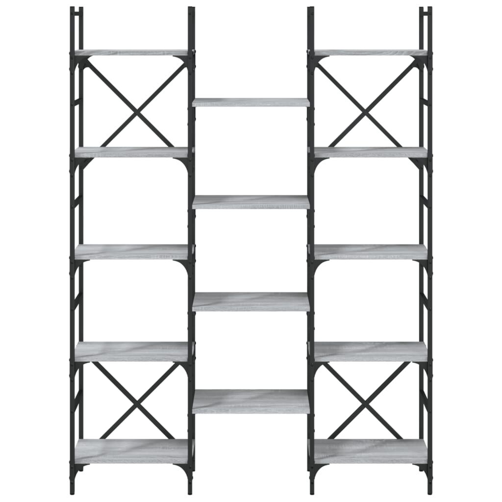 vidaXL Βιβλιοθήκη Γκρι Sonoma 127,5x28,5x172,5 εκ. Επεξεργασμένο Ξύλο