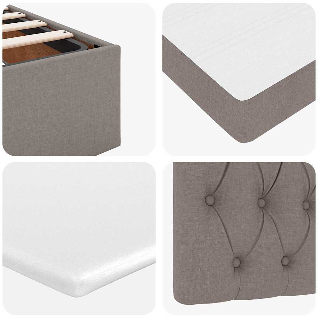 vidaXL Οθωμανικό κρεβάτι με στρώματα Taupe 180x200cm ύφασμα