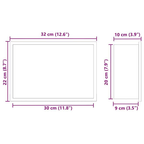 vidaXL Νίτσα Μπάνιου Ασημί 30 x 20 x 9.5 εκ. Ανοξείδωτο ατσάλι