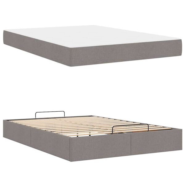 vidaXL Σκελετός Κρεβατιού με αποθήκευση Taupe 160 x 200 cm ύφασμα