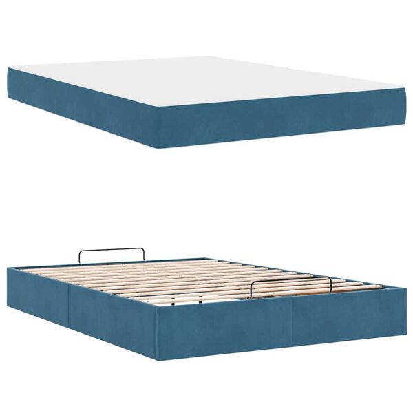 vidaXL Σκελετός Κρεβατιού Μπλε 140 x 200 cm Βελούδο