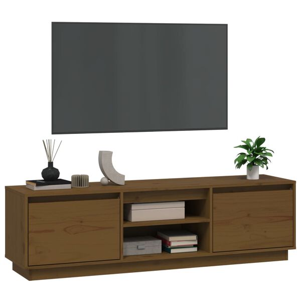 vidaXL Έπιπλο Τηλεόρασης Καφέ Μελί 140x35x40 εκ. από Μασίφ Ξύλο Πεύκου
