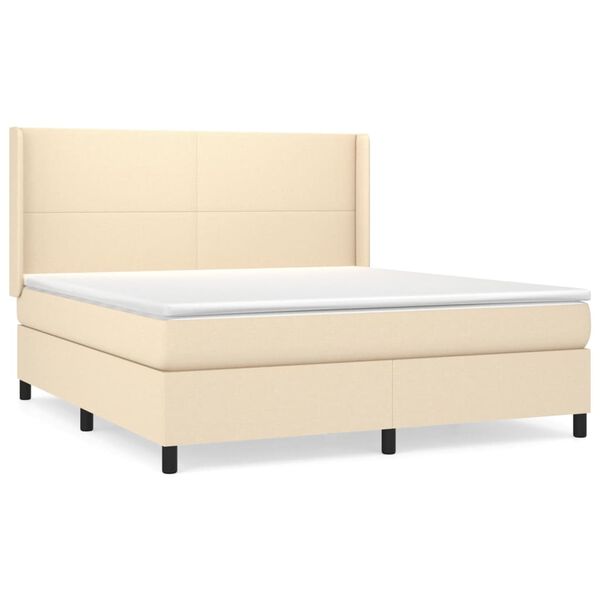 vidaXL Κρεβάτι Boxspring με Στρώμα Κρεμ 180x200 εκ. Υφασμάτινο