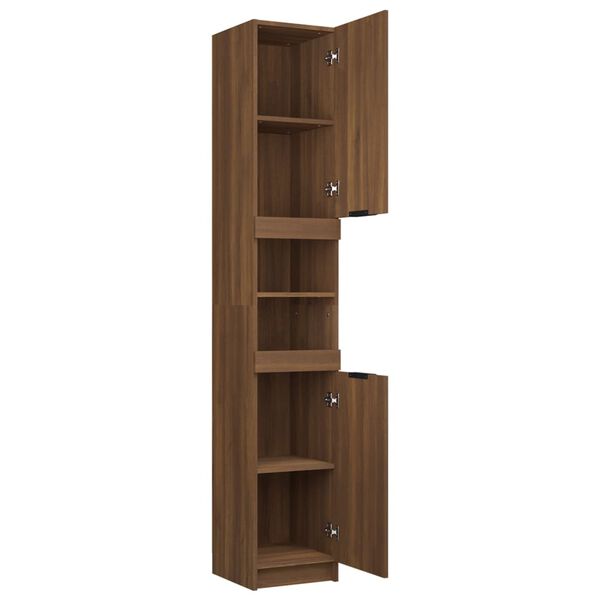 vidaXL Ντουλάπι Μπάνιου Καφέ Δρυς 32x34x188,5 εκ. Επεξεργασμένο Ξύλο