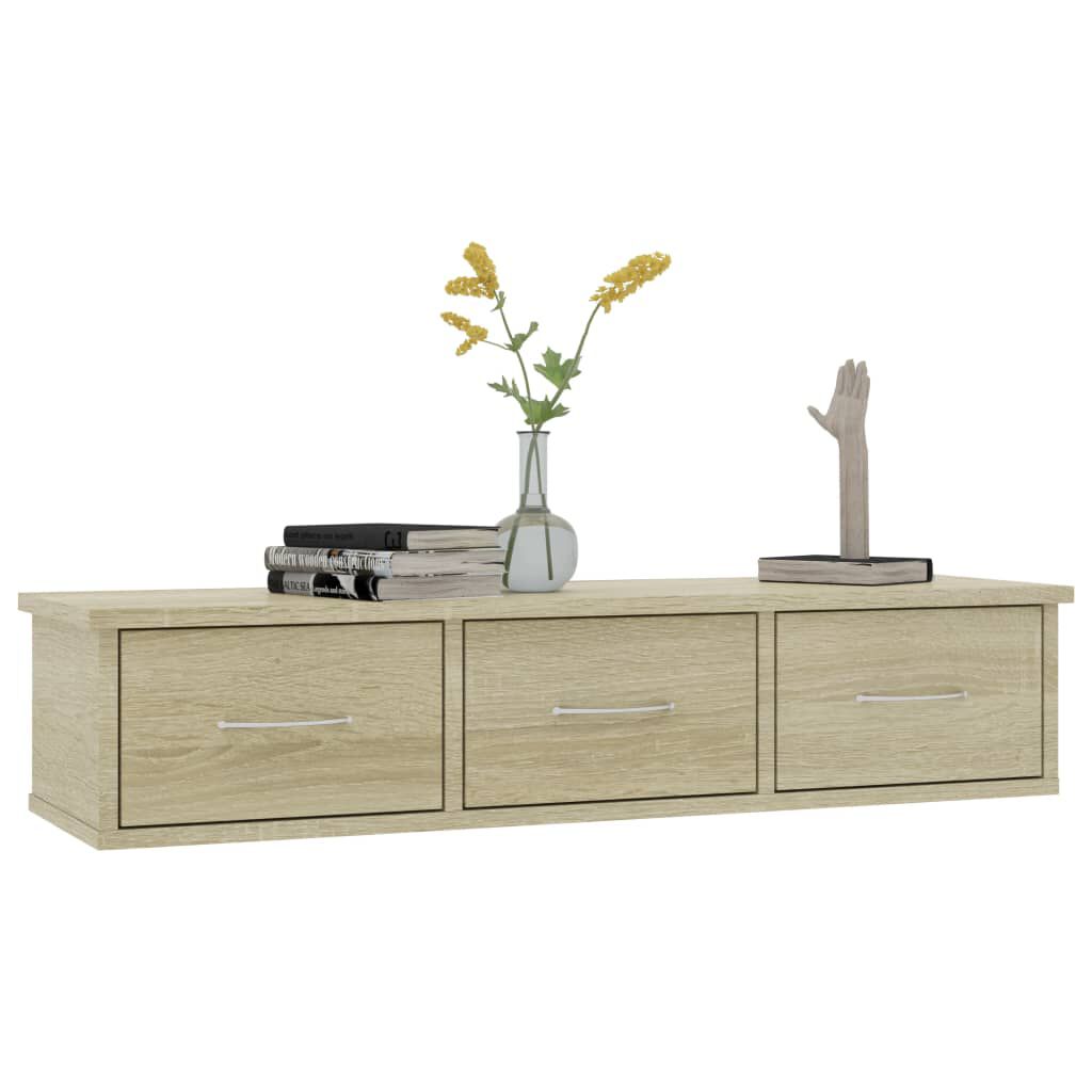 vidaXL Ράφι Τοίχου με Συρτάρια Sonoma Δρυς 88x26x18,5 εκ. Επεξ. Ξύλο