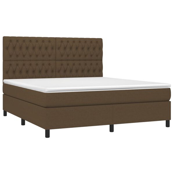 vidaXL Κρεβάτι Boxspring με Στρώμα Σκούρο Καφέ 180x200 εκ Υφασμάτινο