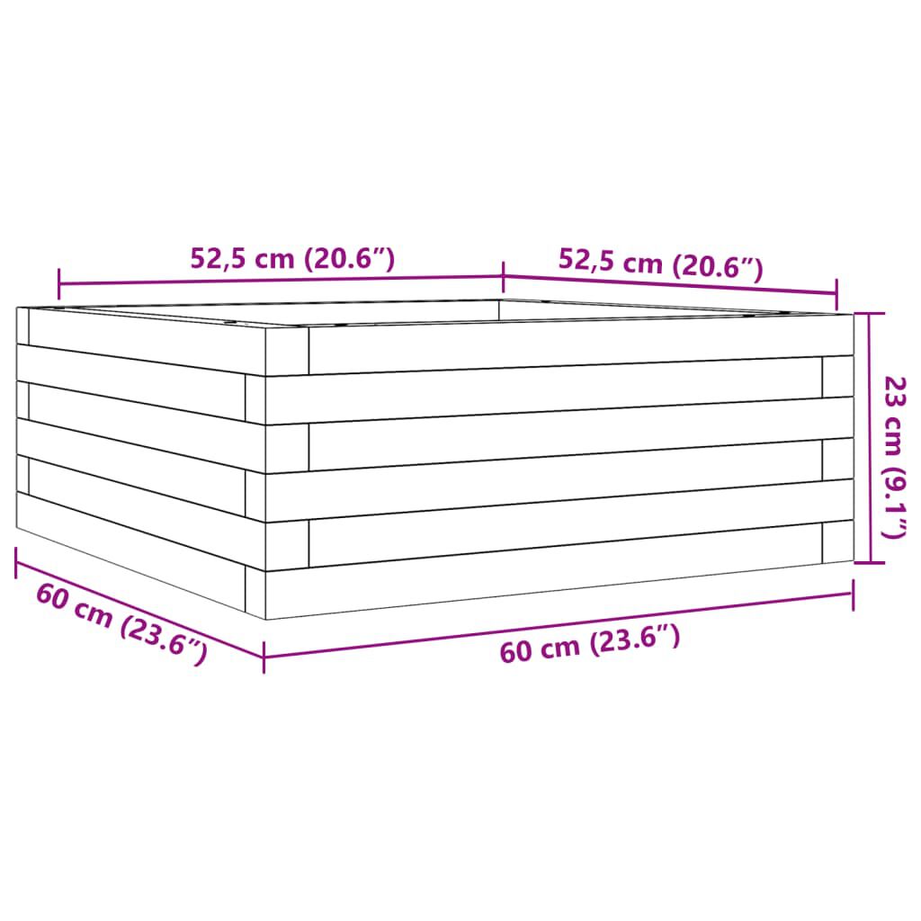 vidaXL Ζαρντινιέρα Κήπου 60x60x23 εκ. από Εμποτισμένο Ξύλο Πεύκου