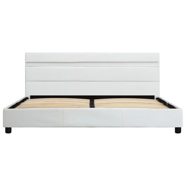 vidaXL Πλαίσιο Κρεβατιού με LED Λευκό 120x200 εκ. από Συνθετικό Δέρμα