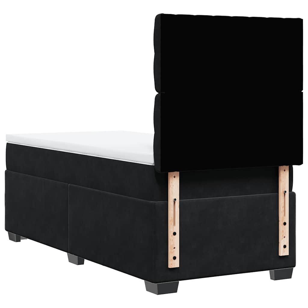 vidaXL Κρεβάτι Boxspring με Στρώμα Μαύρο 90x190 εκ. Βελούδινο