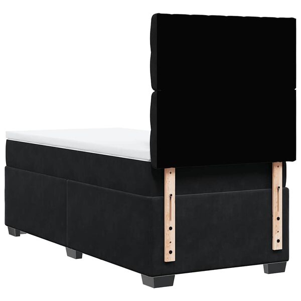 vidaXL Κρεβάτι Boxspring με Στρώμα Μαύρο 90x190 εκ. Βελούδινο