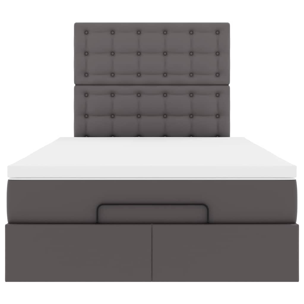 vidaXL Οθωμανικό κρεβάτι με στρώμα Γκρι 120x200cm Faux Leather