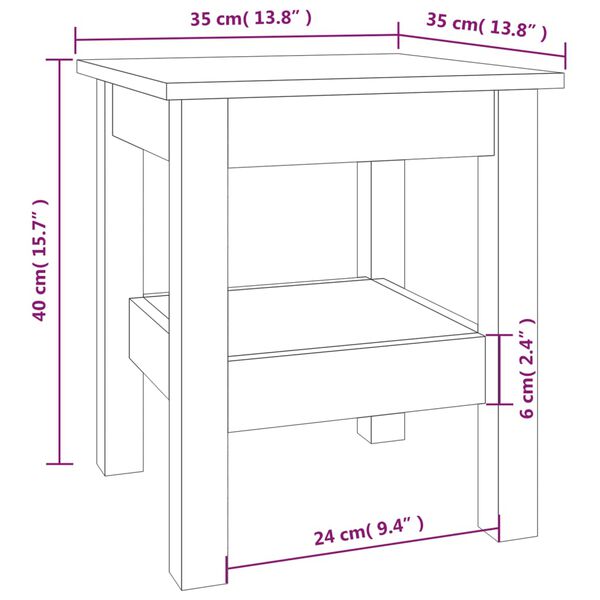 vidaXL Τραπεζάκι Σαλονιού Καφέ Μελί 35x35x40 εκ. Μασίφ Ξύλο Πεύκου