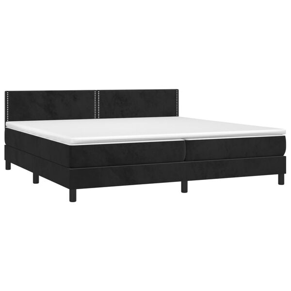 vidaXL Κρεβάτι Boxspring με Στρώμα Μαύρο 200x200 εκ. Βελούδινο