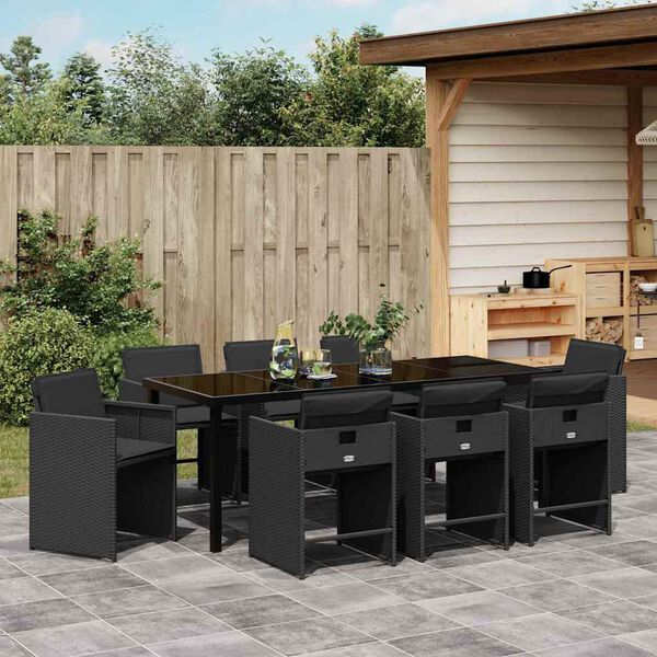 vidaXL &Sigma;έ&tau; &phi;&alpha;&gamma;&eta;&tau;&omicron;ύ &gamma;&iota;&alpha; &kappa;ή&pi;&omicron; 9 pcs &Mu;&alpha;ύ&rho;&omicron; &sigma;&upsilon;&nu;&theta;&epsilon;&tau;&iota;&kappa;ό &rho;&alpha;&tau;ά&nu;