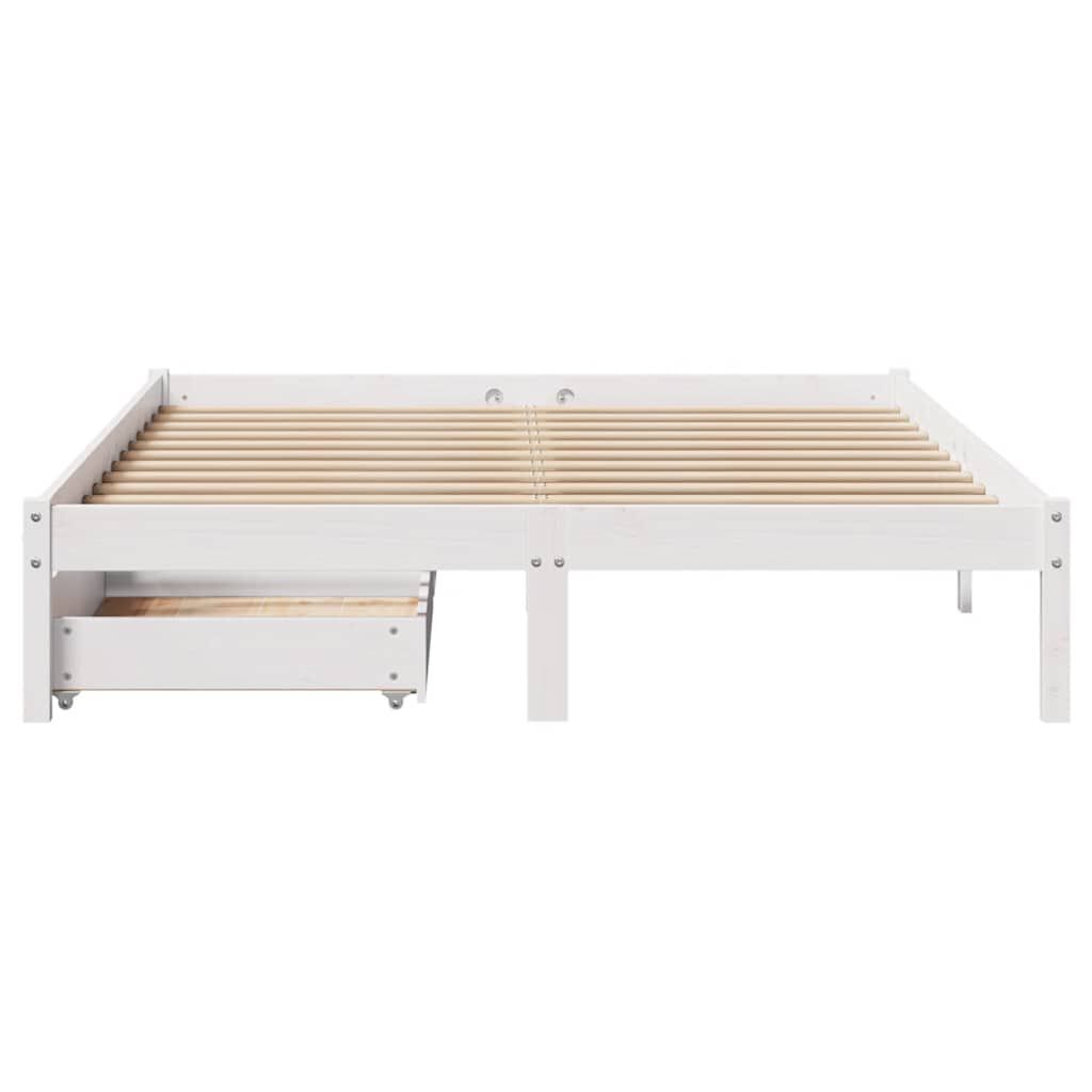 vidaXL Σκελετός Κρεβ. Χωρίς Στρώμα Λευκό 135x190 εκ Μασίφ Πεύκο