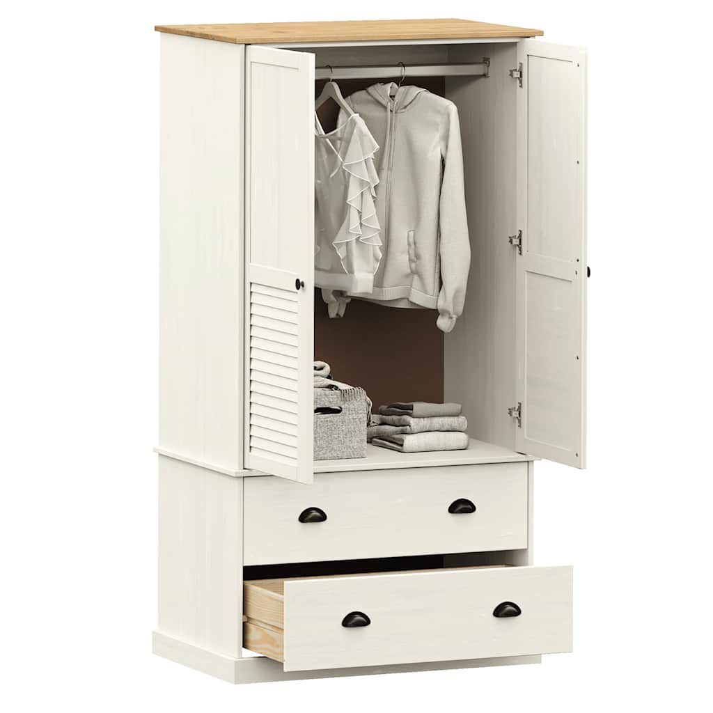 vidaXL Ντουλάπα VIGO Λευκή 90 x 55 x 170 εκ. από Μασίφ Ξύλο Πεύκου