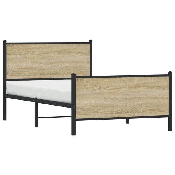 vidaXL Σκελετός Κρεβ. Χωρίς Στρώμα Sonoma Δρυς 100x200 εκ. Μεταλλικό
