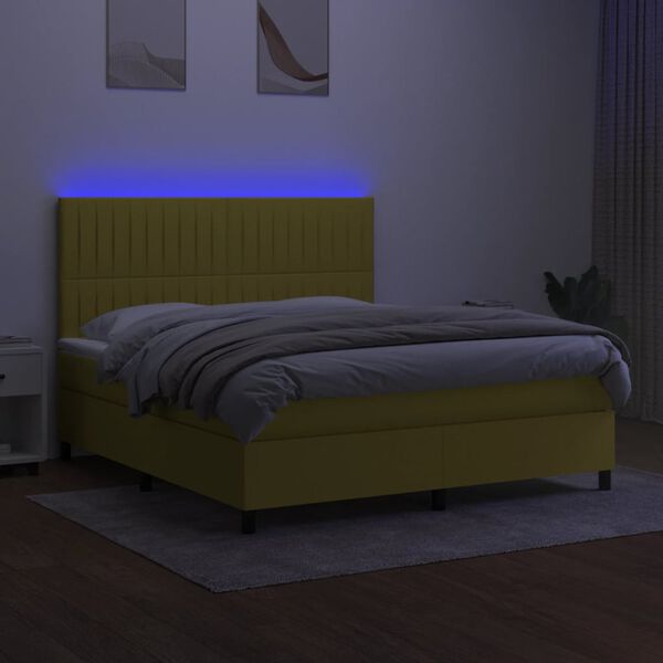 vidaXL &Kappa;&rho;&epsilon;&beta;ά&tau;&iota; Boxspring &mu;&epsilon; &Sigma;&tau;&rho;ώ&mu;&alpha; & LED &Pi;&rho;ά&sigma;&iota;&nu;&omicron; 160x200 &epsilon;&kappa; &Upsilon;&phi;&alpha;&sigma;&mu;ά&tau;&iota;&nu;&omicron;