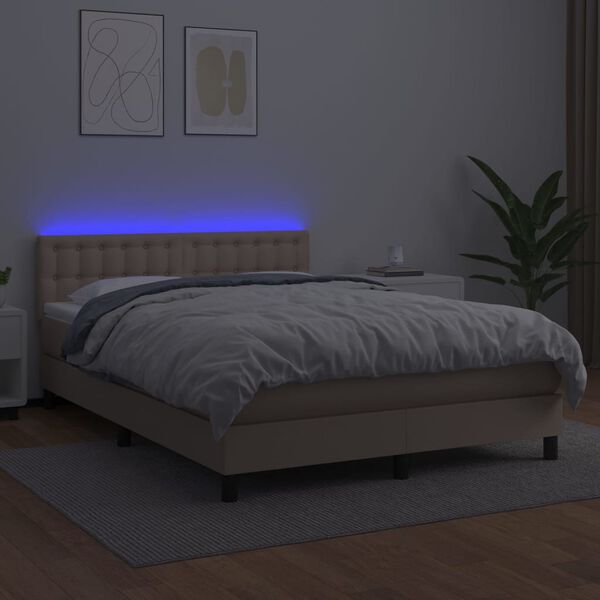 vidaXL &Kappa;&rho;&epsilon;&beta;ά&tau;&iota; Boxspring &Sigma;&tau;&rho;ώ&mu;&alpha;&LED &Kappa;&alpha;&pi;&omicron;&upsilon;&tau;&sigma;ί&nu;&omicron; 140x200 &epsilon;&kappa;. &Sigma;&upsilon;&nu;&theta;. &Delta;έ&rho;&mu;&alpha;