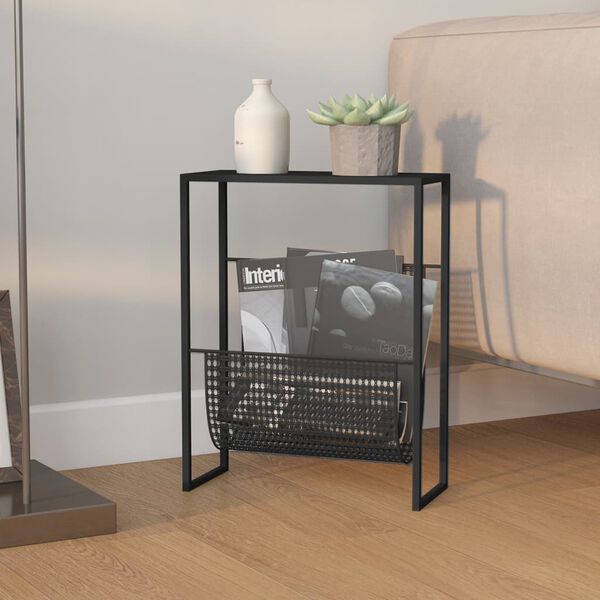 vidaXL Ραφιέρα Περιοδικών Μαύρη 35 x 15 x 45 εκ. από Ατσάλι