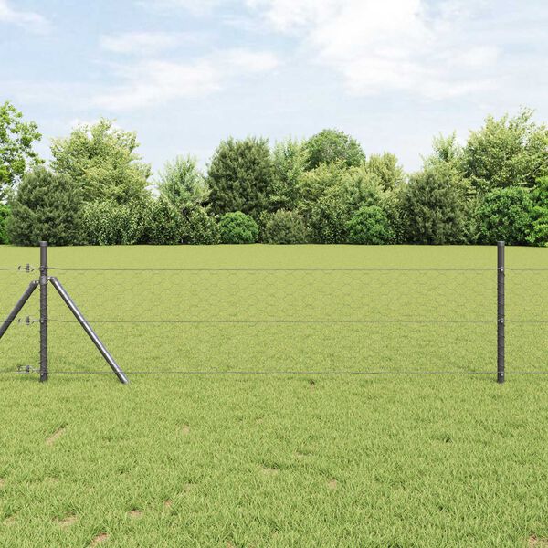 vidaXL Εξάγωνος Φράχτης Γκρίζος Γκρι 1.6 x 50 m Ατσάλι