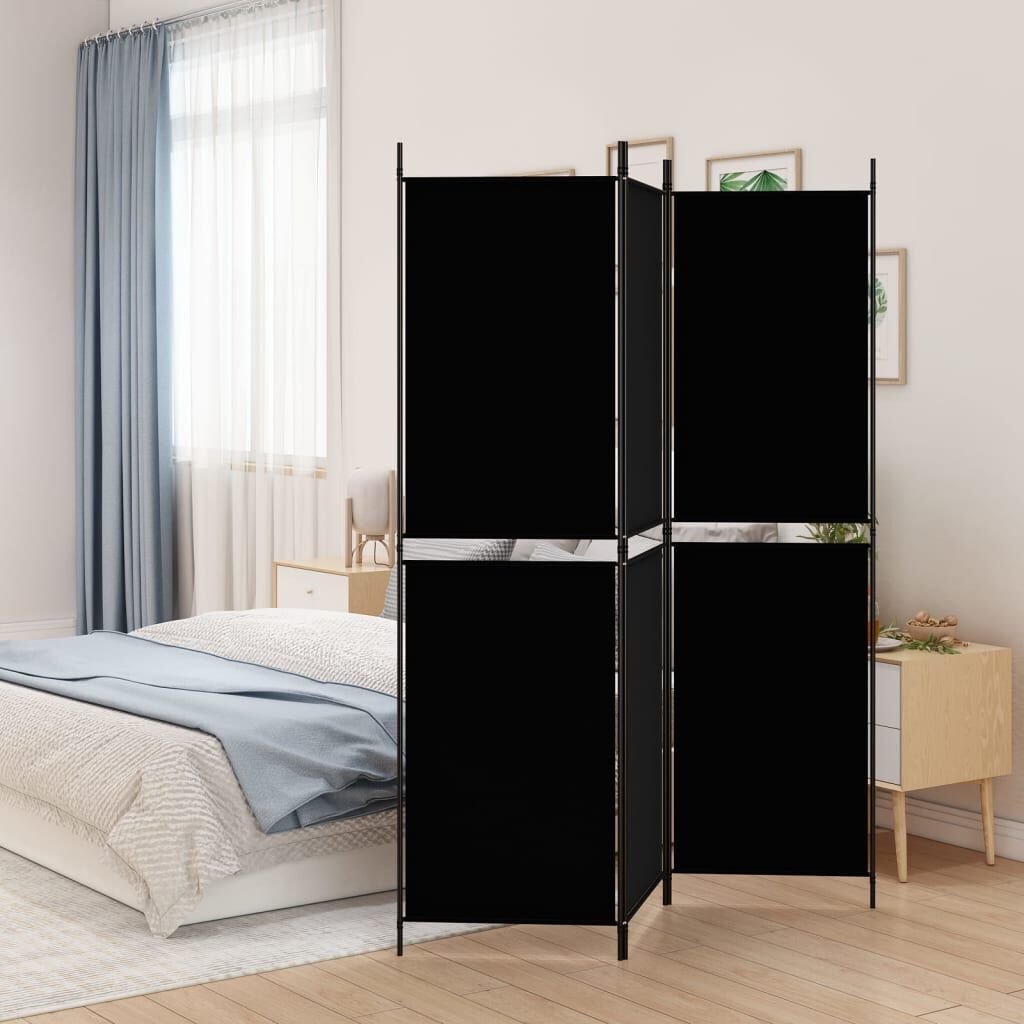 vidaXL Διαχωριστικό Δωματίου με 3 Πάνελ Μαύρο 150 x 180 εκ. Υφασμάτινο
