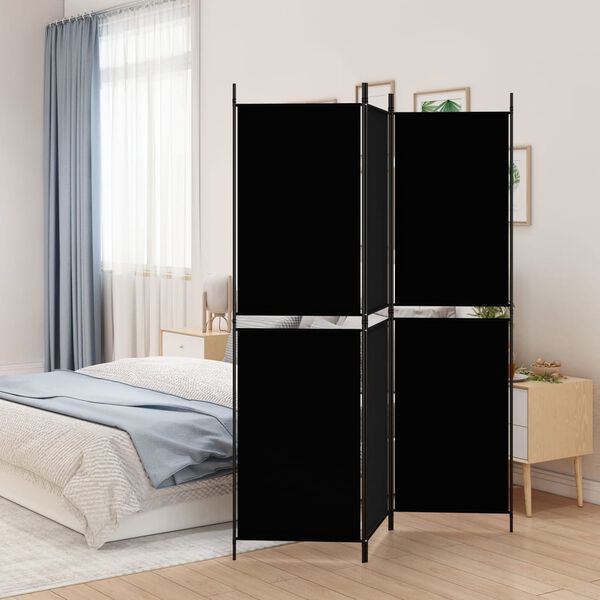 vidaXL Διαχωριστικό Δωματίου με 3 Πάνελ Μαύρο 150 x 180 εκ. Υφασμάτινο