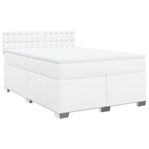 vidaXL Κρεβάτι Boxspring με Στρώμα Λευκό 140x200εκ.από Συνθετικό Δέρμα