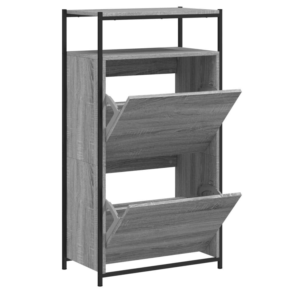 vidaXL Παπουτσοθήκη Γκρι Sonoma 60x34x112 εκ. από Επεξεργ. Ξύλο