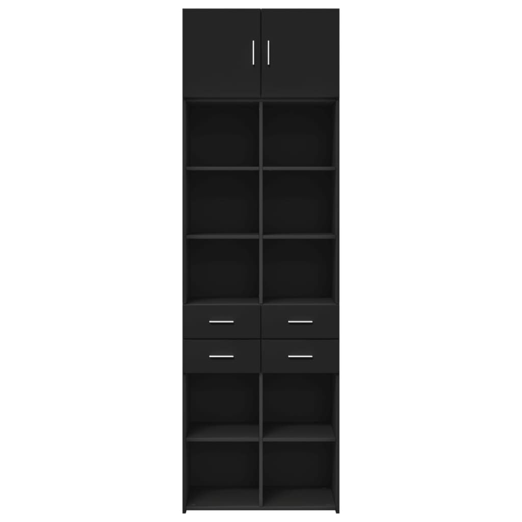 vidaXL Ραφιέρα με Ντουλάπια Μαύρο 70 x 42,5 x 225 εκ. από Επεξ. Ξύλο