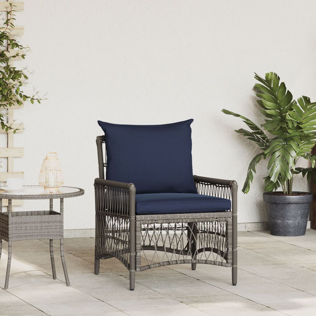 vidaXL Πολυθρόνα Κήπου με Μαξιλάρια Γκρι 60x70x78 εκ. Πολυρατάν