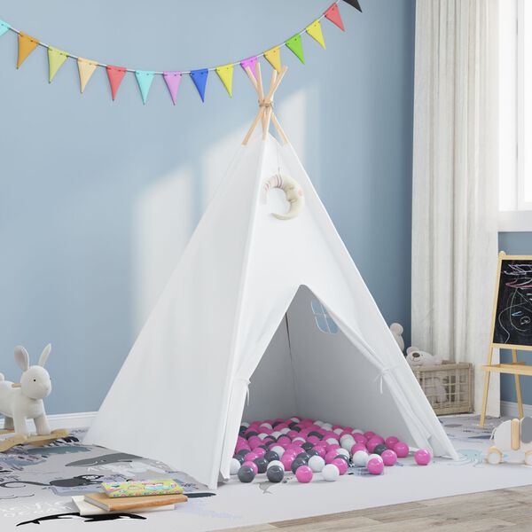 vidaXL Σκηνίτσα Teepee Λευκό 120 x 120 x 150 cm Υφάσμα, Πλαστικό