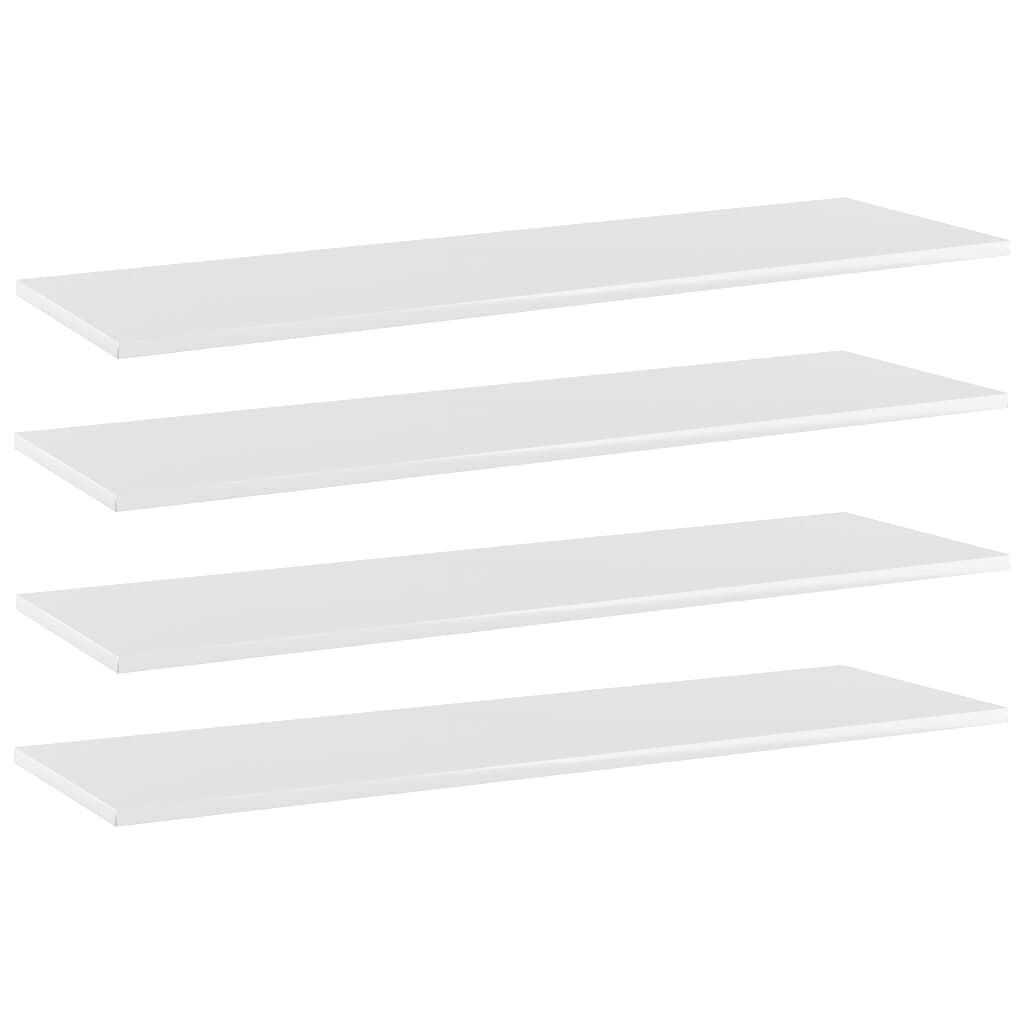 vidaXL Ράφια Βιβλιοθήκης 4 τεμ. Γυαλ. Λευκό 100x30x1,5 εκ. Επεξ. Ξύλο