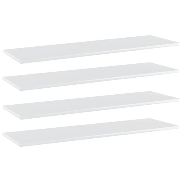 vidaXL Ράφια Βιβλιοθήκης 4 τεμ. Γυαλ. Λευκό 100x30x1,5 εκ. Επεξ. Ξύλο