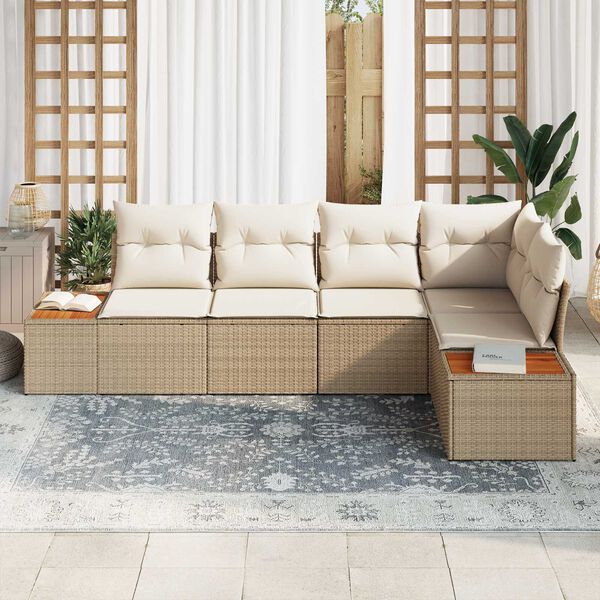 vidaXL Σετ Καναπέ Κήπου 5 pcs μπεζ και κρεμ 264 x 154 x 85 εκ.