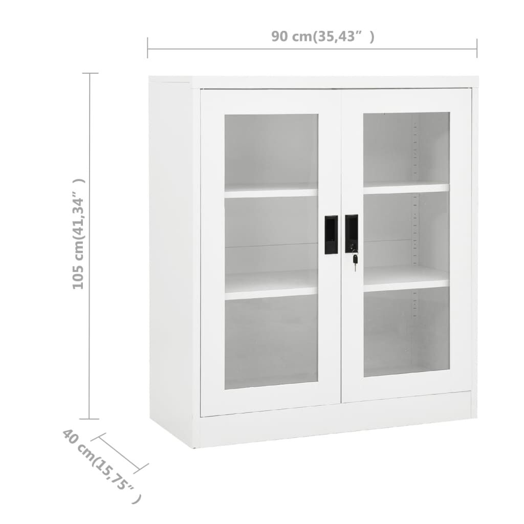 vidaXL Ντουλάπα Γραφείου 90 x 40 x 105 εκ. Λευκή Ατσάλινη