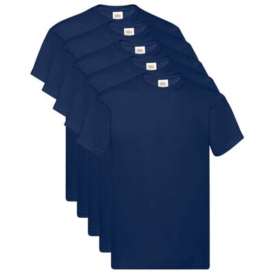 Fruit of the Loom T-shirt Original 5 τεμ. Ναυτικό Μπλε 3XL Βαμβακερά