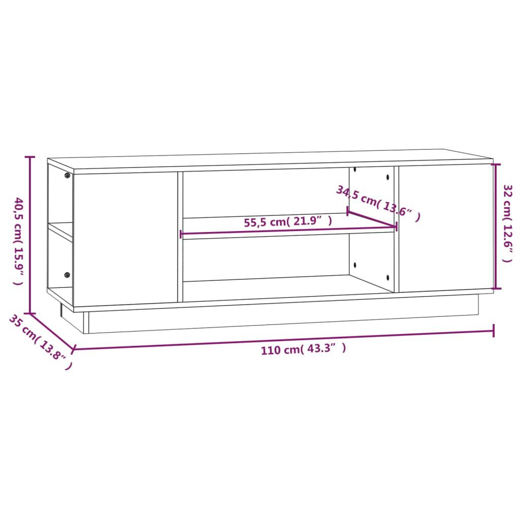 vidaXL Έπιπλο Τηλεόρασης Γκρι 110x35x40,5 εκ. από Μασίφ Ξύλο Πεύκου