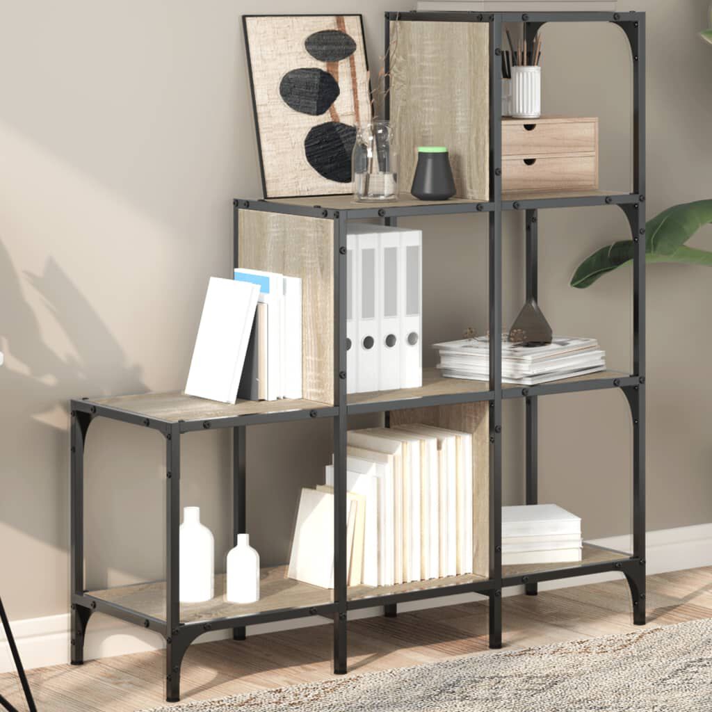 vidaXL Βιβλιοθήκη Sonoma Δρυς 92x30x102 εκ. Επεξεργ. Ξύλο & Μέταλλο