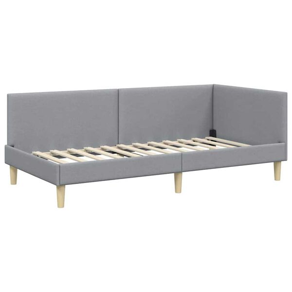 vidaXL Κρεβάτι Γωνίας Ανοιχτό γκρι 80 x 200 cm Ύφασμα και Έργο ξύλου