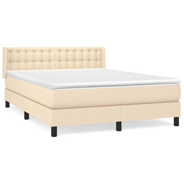 vidaXL &Kappa;&rho;&epsilon;&beta;ά&tau;&iota; Boxspring &mu;&epsilon; &Sigma;&tau;&rho;ώ&mu;&alpha; &Kappa;&rho;&epsilon;&mu; 140x190 &epsilon;&kappa;. &Upsilon;&phi;&alpha;&sigma;&mu;ά&tau;&iota;&nu;&omicron;