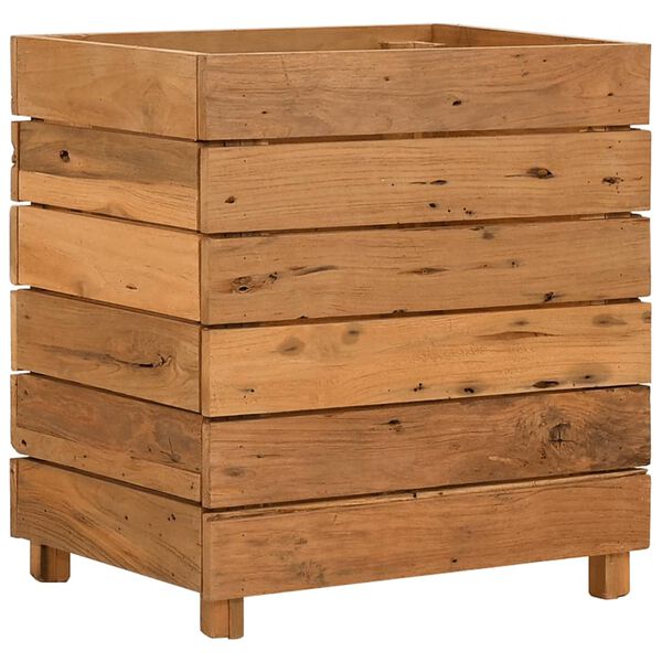 vidaXL Ζαρντινιέρα Υπερυψωμένη 50x40x55 εκ. Ανακυκλ. Ξύλο Teak/Ατσάλι