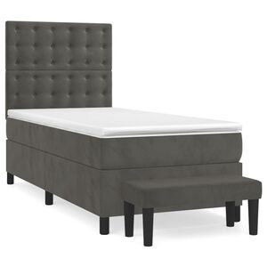vidaXL Κρεβάτι Boxspring με Στρώμα Σκούρο Γκρι 90x200 εκ. Βελούδινο