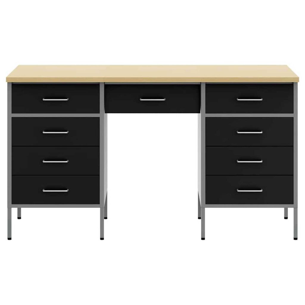 vidaXL Ντουλάπα Εργασίας με συρτάρι 3 pcs Μαύρο 150 x 55 x 85 εκ