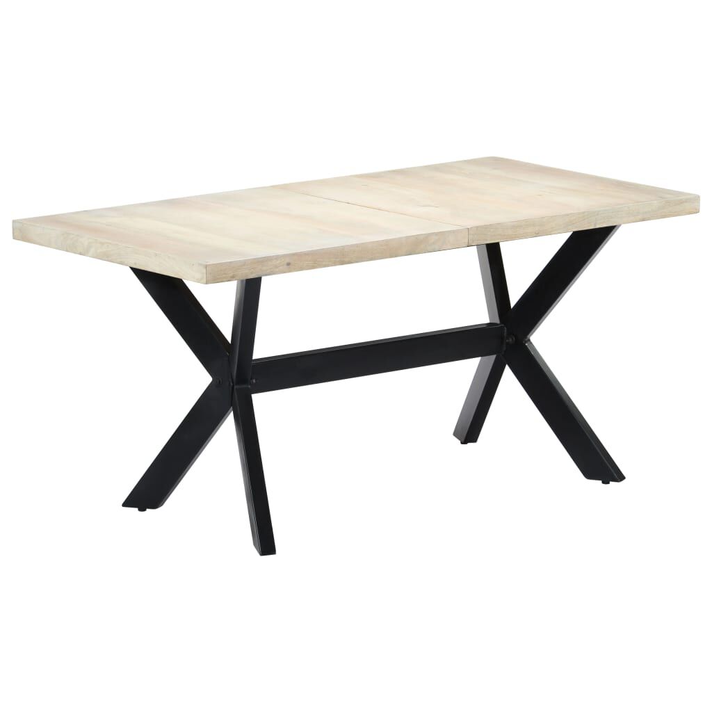 vidaXL Τραπεζαρία Λευκή 160 x 80 x 75 εκ. από Μασίφ Ξύλο Μάνγκο