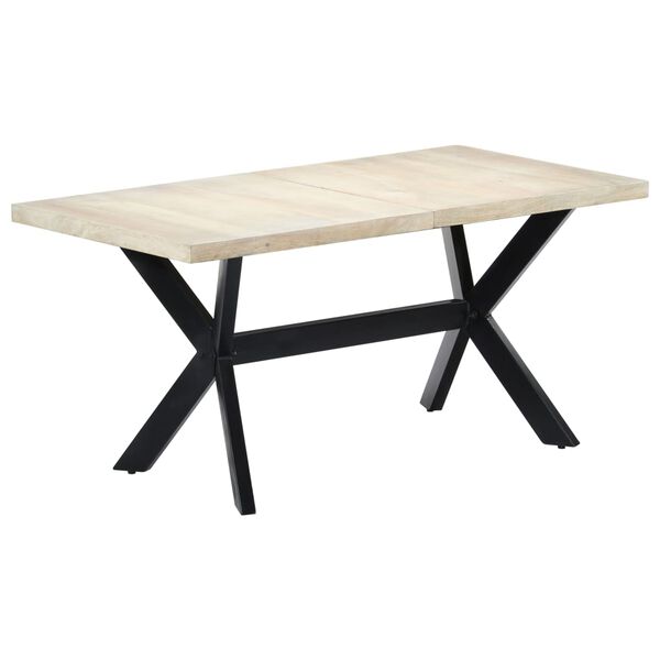 vidaXL Τραπεζαρία Λευκή 160 x 80 x 75 εκ. από Μασίφ Ξύλο Μάνγκο