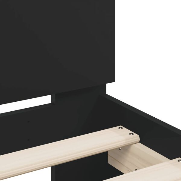 vidaXL Πλαίσιο Κρεβατιού με Κεφαλάρι Μαύρο 160x200 εκ. Επεξ. Ξύλο