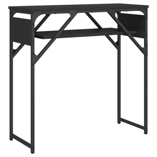 vidaXL Τραπέζι Κονσόλα με Ράφι Μαύρο 75x30x75 εκ. Επεξεργασμένο Ξύλο