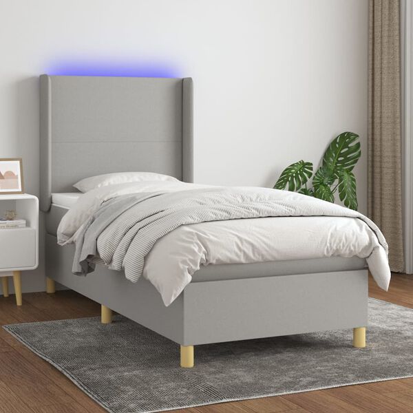 vidaXL &Kappa;&rho;&epsilon;&beta;ά&tau;&iota; Boxspring &mu;&epsilon; &Sigma;&tau;&rho;ώ&mu;&alpha; & LED &Alpha;&nu;.&Gamma;&kappa;&rho;&iota; 90x200 &epsilon;&kappa;. &Upsilon;&phi;&alpha;&sigma;&mu;ά&tau;&iota;&nu;&omicron;